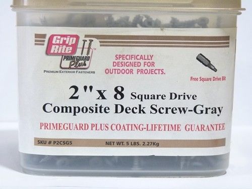 Grip Rite Composite Deck Screw Gray Square Drive 8 x 2&#034; 5lb #P2CSG5