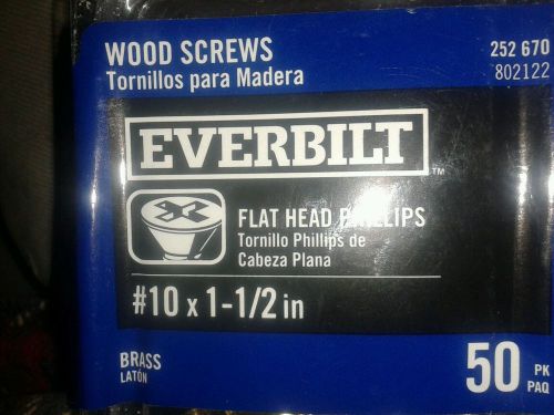 Everbilt brass flathead phillips head wood screws # 10 x1 1/2&#034;