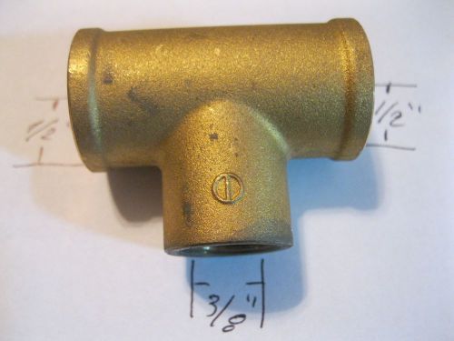 NEW THREADED 1/2&#034; X 1/2&#034; X 3/8&#034; SOLID BRASS REDUCING TEE~FITTING~NIPPLE~COUPLING