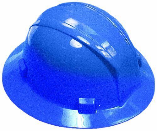 NEW Mutual 50210 Polyethylene Ratchet Suspension Full Brim Hard Hat  Blue
