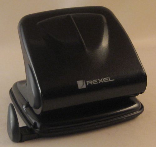 Rexel Premium 2 hole paper punch Black Medium metal with size guide ACCO product