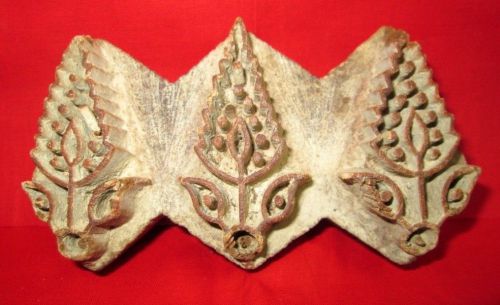 Vintage Hand Carved Christmas Tree Designed Wooden Printing Block / Cut