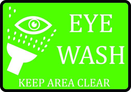 Eye Wash Keep Area Clean Sign Bright Green Important Warning Business Plaque