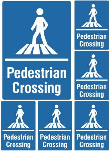 Blue sign pedestrian crossing cross walk road travel blue side walk signs 6 set for sale