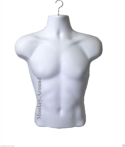 White MANNEQUIN Male Half Torso Body Dress Form Display Men Clothing Hanging NEW