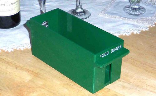 Plastic coin roll tray bucket holder $200 40 roll dime green bank equipment for sale