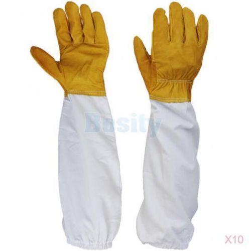 10x Protective Beekeeping Gloves Goatskin Bee Keeping with Vented Long Sleeves