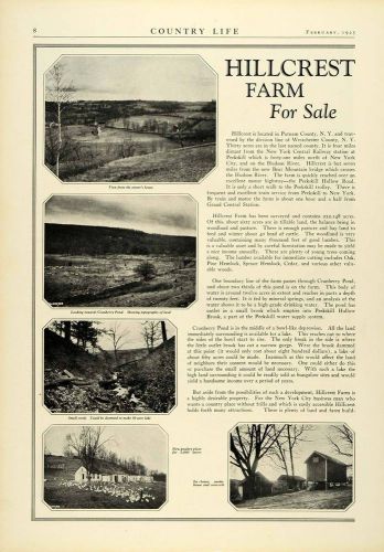 1925 ad hillcrest farm peekskill new york map morse realty acreage col3 for sale