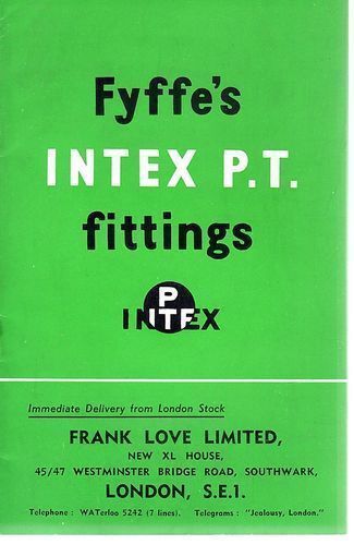 Vintage Fyffes Intex PT Plumbing Fittings Price List