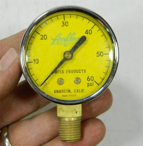 Vtg AMFLO Products 60 PSI Pressure Gauge with Brass fitting