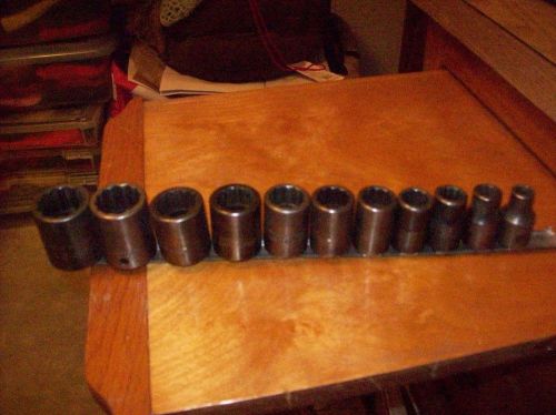 Snap on 1/2 inch dr. 12 pts, sae, impact shallow sockets