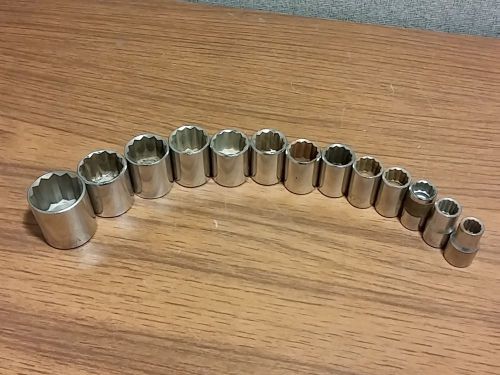 JS 13pc 1/2&#034; Drive 12 Point Shallow Socket Set 7/16 - 1-1/4