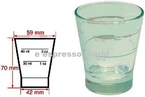 SILKSCREENED LINES GLASS JUG ESPRESSO MEASURE 30/60 ml 1/2 oz
