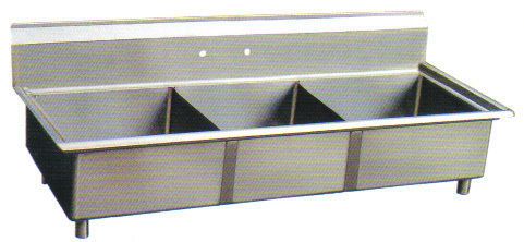 Stainless Steel 75&#034;Deep Sink 3 Three Compartment NSF