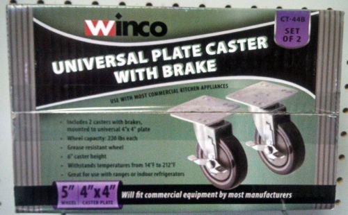 5&#034; universal plate casters with brake - set of 2 - equipment caster for sale