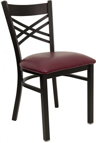 Restaurant metal chairs burgundy vinyl padded seat lifetime frame warranty for sale