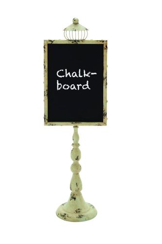 Antiqued White Floorstanding Restaurant Menu Chalk Board Sign 45&#034; Plaque Post