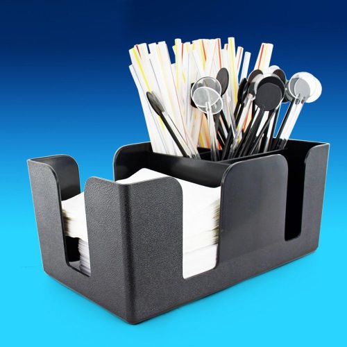 Commercial plastic table top bar caddy organizer black w/ 6 compartments for sale