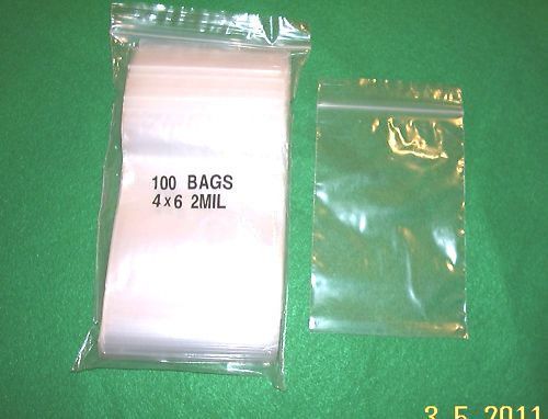 100  4 x 6 in. zip lock storage bags  clear plastic pvc bags strong 2 mils for sale