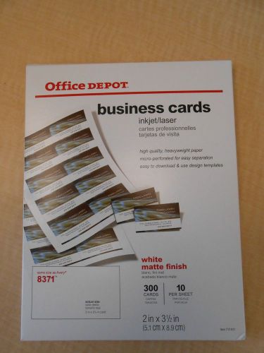 OFFICE DEPOT BUSINESS CARDS INKJET/LASER 300 CARDS WHITE MATE FINISH
