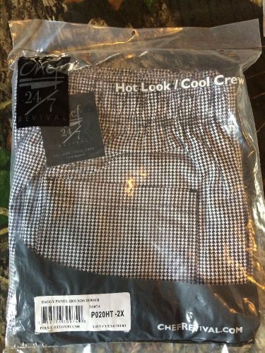 #1NWT Chef 24/7 Revival Baggy Pants Hounds Tooth Hot Look/Cool Crew 2X Unisex