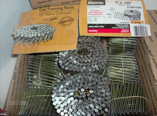 bostitch wire weld coil framing nails 3&#034; x .120&#034; 15 degree smooth shank qty 2700