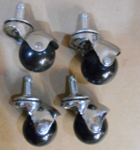 SET 4 NEW HOODED ROLLER BALL CHAIR CASTERS SIL/BLK