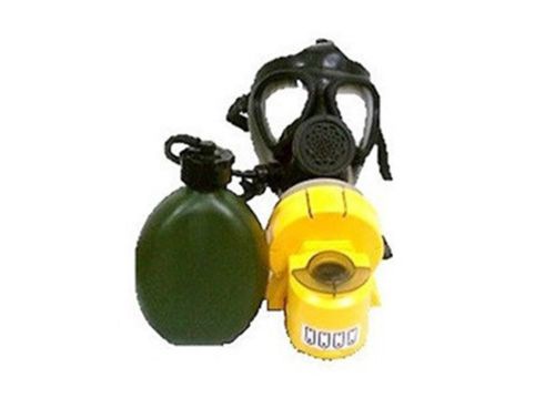 Israeli m-15 gas mask with yellow air supply unit and hydration canteen for sale