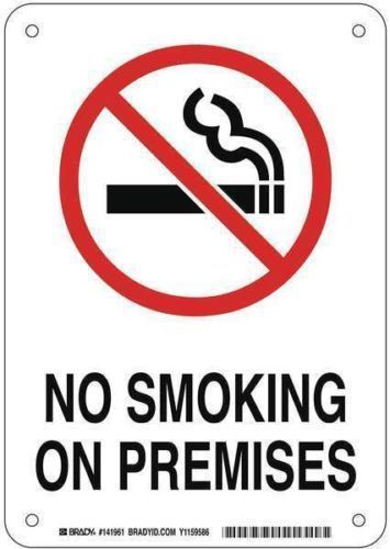 BRADY 141959 Sign,No Smoking On Premises,10 x 7 In. G5814496