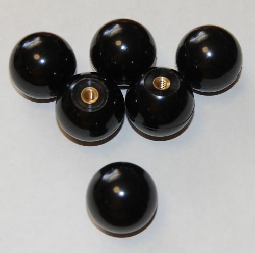 Standard Ball Knobs Black Thermoset 10-24 Thread 1 Inch Diameter Brass Insert