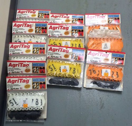 Agritag ear tags - mixed lot - 11 packs - 275 tags - size large - numbered for sale