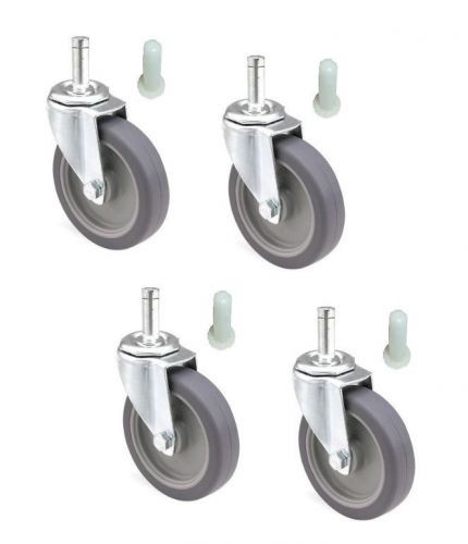 Set of 4 mop bucket casters with 3&#034; wheels &amp; 7/16&#034; grip ring stem &amp; sockets for sale