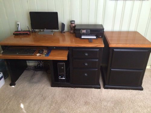 Computer desk and filing cabinet