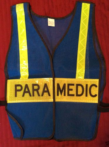 Size large blue safety vest reads &#034;paramedic&#034; for sale