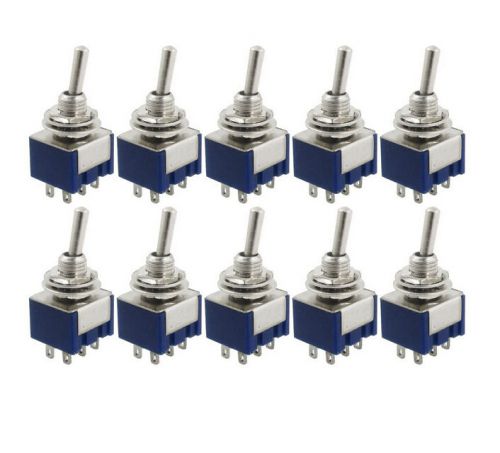 10 pcs ac 125v 6a amps on/on 2 position dpdt toggle switch for sale