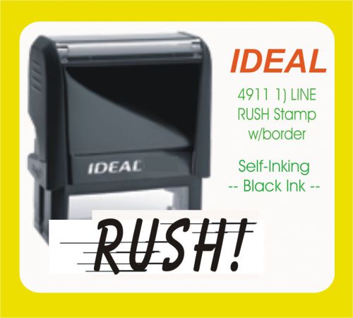 RUSH, Custom Made Self Inking Rubber Stamp 4911 Black Ink
