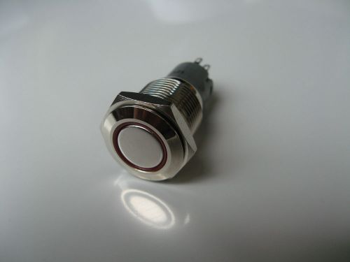 Red LED 16mm 12V 5Pin stainless Steel Round Momentary Push Button Switch