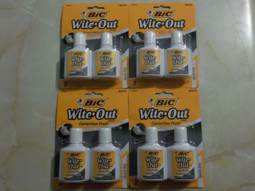 Lot 8 BIC WITE OUT CORRECTION FLUIDS QUICK DRY .7fl.OZ. EACH NEW FACTORY SEALED