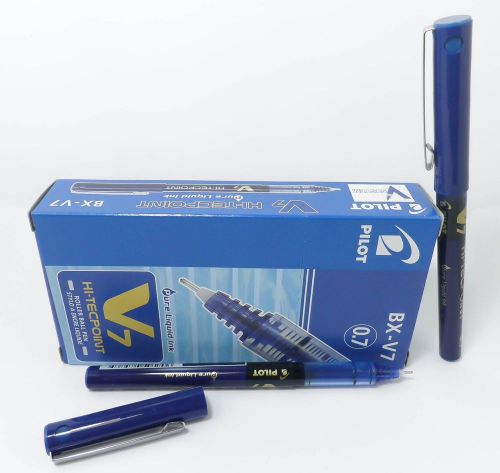 Pilot Hi-Tecpoint BX- V7 0.7mm ink ball pen in blue x12 pcs