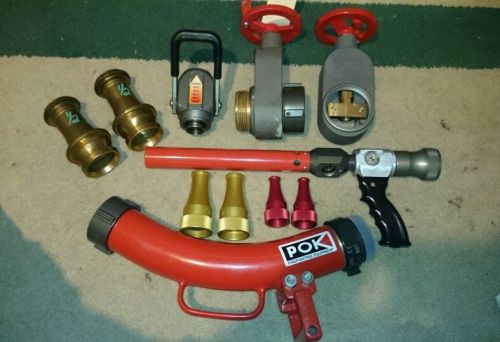 Pok fire fighting equipment - foam gun &amp; slide o matic &amp; nozzle &amp; misc mega lot for sale