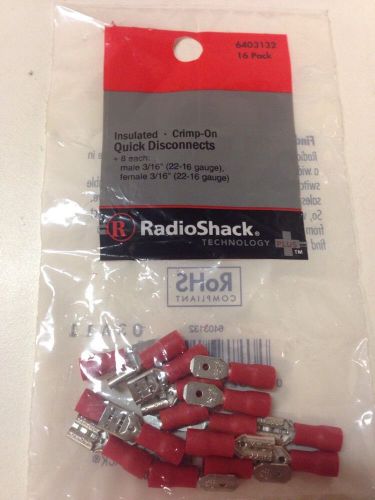 Insulated • Crimp-On Quick Disconnects #640-3132 By RadioShack