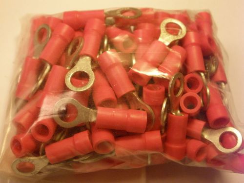 ( 100 PC. ) PANDUIT PV18-10R, WIRE TERMINALS, SIZE 22-16 GA, STUD #10, RED, NEW