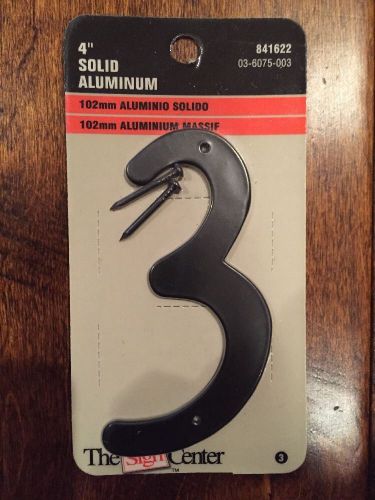 New 4&#034; Hillman Sign Center #3 Black Aluminum Number - FREE SHIPPING!