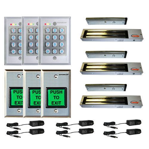 FPC-5123 3 Door Access Control 600lbs Electromagnetic Lock with Outdoor Keypad