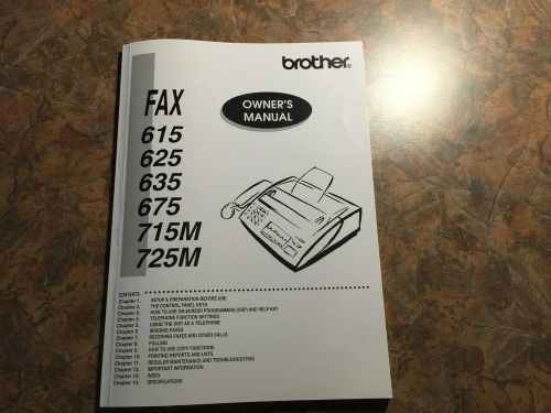 Brother FAX-775 625 635 675 715M 725M Owner&#039;s Manual Paperback