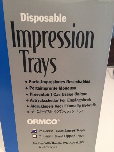 Disposable Impression Trays Perforated Metal Sm Lower PedIatric ORMCO 25 Pieces
