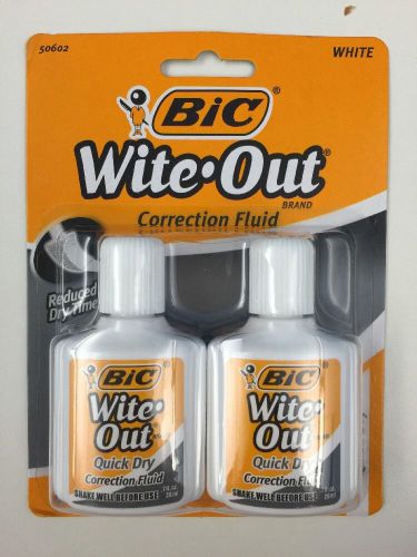 Bic Wite-Out Quick Dry Correction Fluid - 2 pack - white color writeout - New