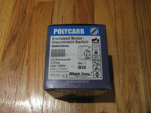 Altech Corp Enclosed Motor Disconnect Switch KEM325UL, 3 Pole, 25A/600V NEW!