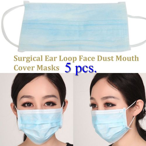 5 Pcs Disposable Filter Mask Protective Safe Face Masks Loop 3Ply Ear Loop Cover