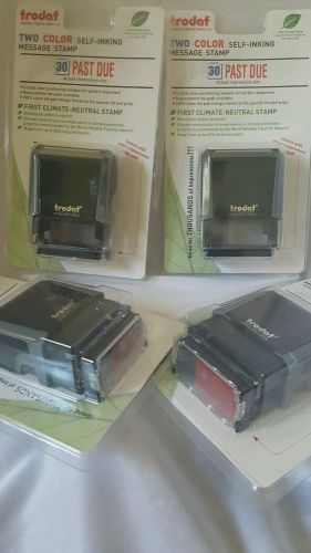 1351. NEW TRODAT TWO COLOR SELF INKING MESSAGE STAMP &#034;PAST DUE&#034;  LOT OF 4